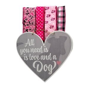 Dog Wreath Set, Love Heart Sign & Ribbon Bundle, DIY Pet Craft Supply Kit